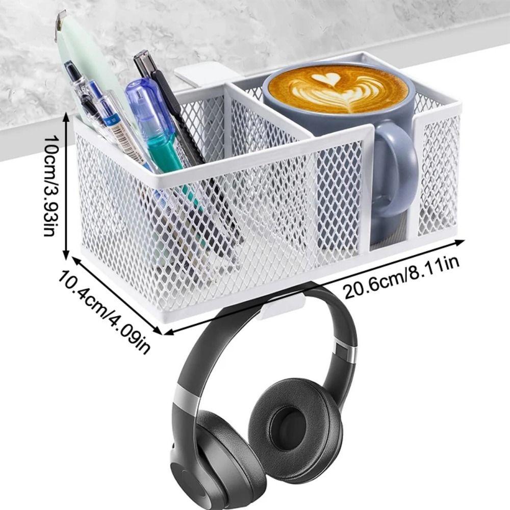 Metal Clip Under Desk Headphone Hanger Anti-Spill Earphone Storage Rack  Desktop Organizer