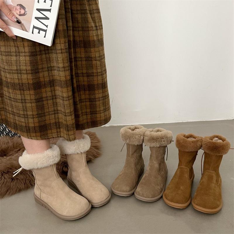 thick-soled plush cotton shoes snow boots women's shoes new autumn and winter warm short boots Martin boots