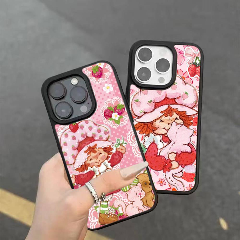 Animated S-Strawberry S-Shortcake Phone Case For IPhone 17 16 Pro Max 11 12 13 14 15 Hard PC+TPU Bracket Back Cover