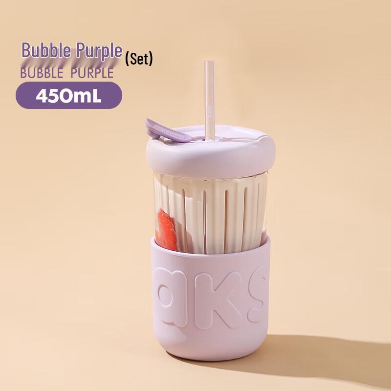 AKS Tea Infuser Glass Bottle with Straw