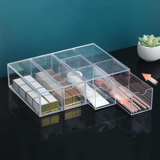 4-teiliges Brillenetui, Aufbewahrungs-Organizer, große Kapazität, staubdicht, transparent, stapelbar, Sonnenbrillen-Aufbewahrungsbox mit Deckel