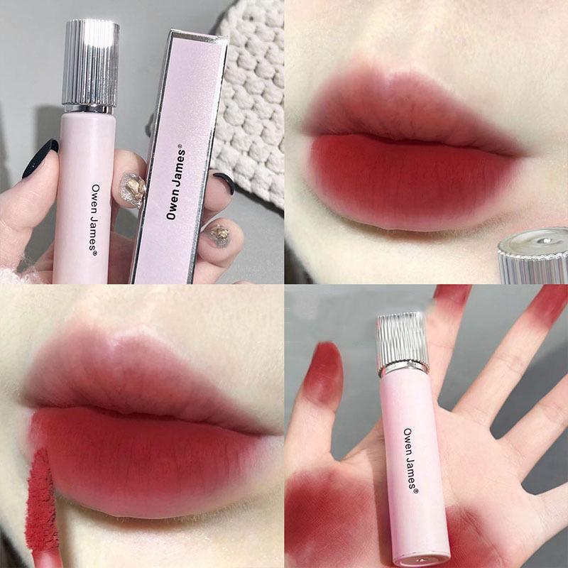 Korean Cute Pink Tube Matte Mousse Lipstick Long-lasting and Easy To Velvet Lip Gloss Playful Girl Lip Makeup Cosmetic