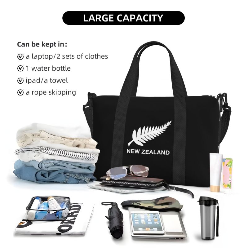 Neuseeland All Blacks Reise-Duffelbags Leichte Wasserdichte Wochenend-Übernacht-Handtaschen Unisex Tragbare Lässige Gepäcktasche