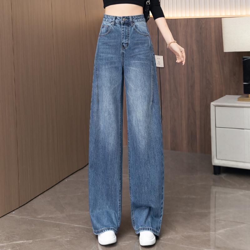 Women s High-Waisted Wide-Leg Scythe Jeans - Spring/Autumn 2026 Trendy Loose Straight-Leg Pants M (95-105 jin)