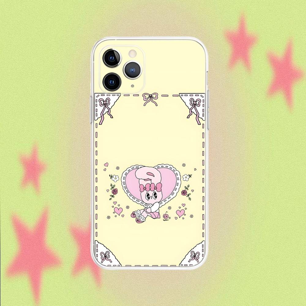Esther Bunny Cute For iPhone 17,16,15,14,13,12,11,Air,X,XR,Pro,Max,Plus Transparent Clear Cover