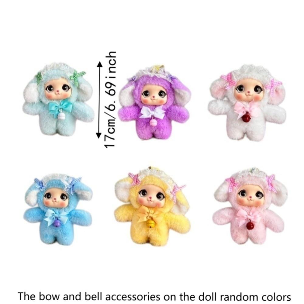 Big Ear Rabbit Dog Plush Keychain Bowknot Lace Car Key Ring Gift For Girls