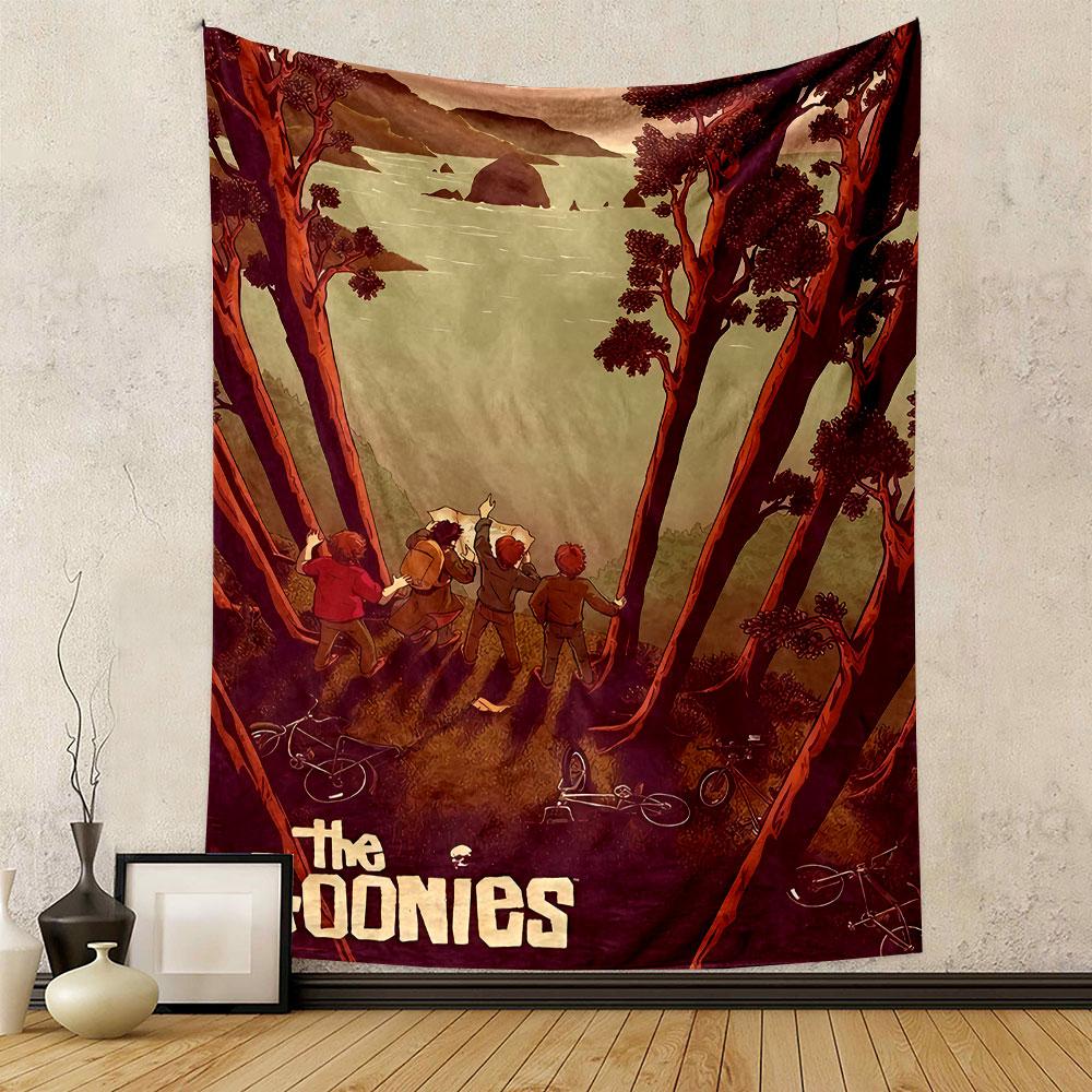 Gobeliny Ścienne Goonies, Sztuka z Filmu Przygodowego lat 80., Retro Dekoracja Ścienna dla Dzieci do Sypialni Męskiego Kącika