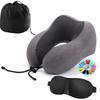 U-Shaped Ice Silk Memory Foam Neck Pillow for Cervical Support and Travel