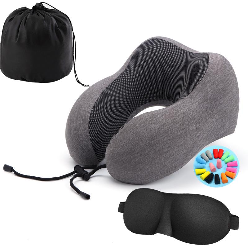 U-Shaped Ice Silk Memory Foam Neck Pillow for Cervical Support and Travel