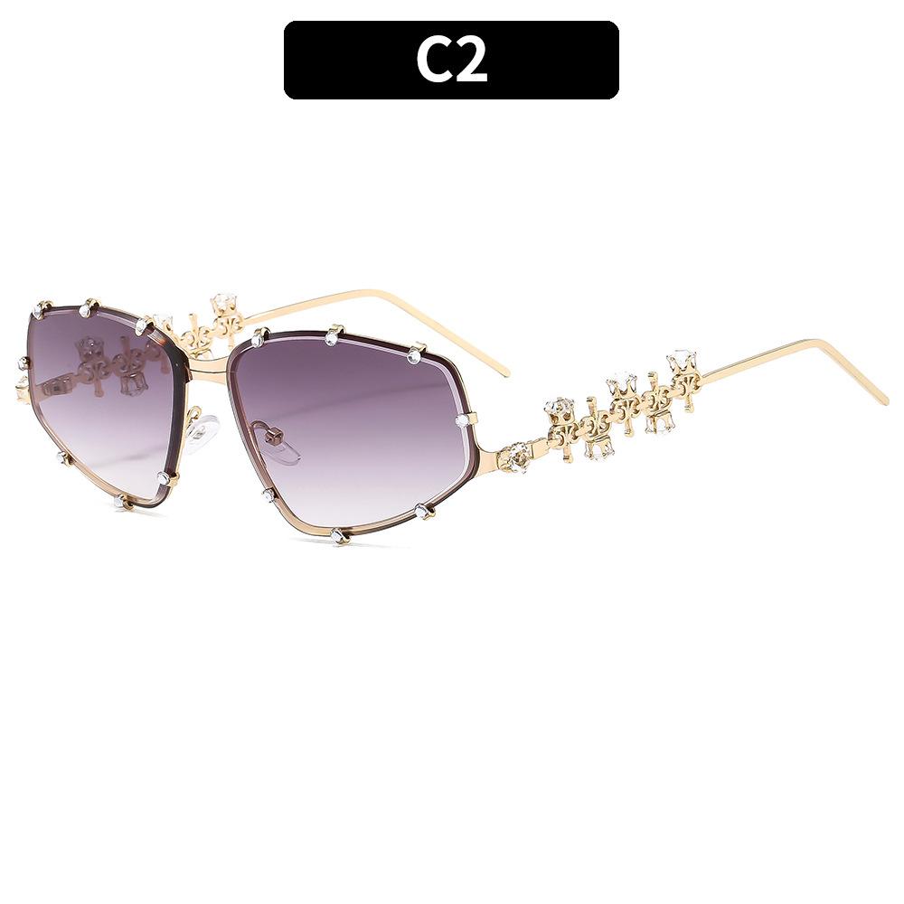 Rhinestone Special-shaped Glasses Women Men Fashion Oversized Cat Eye Glasses Metal Oval Shades Frame Vintage Party Eyeglasses