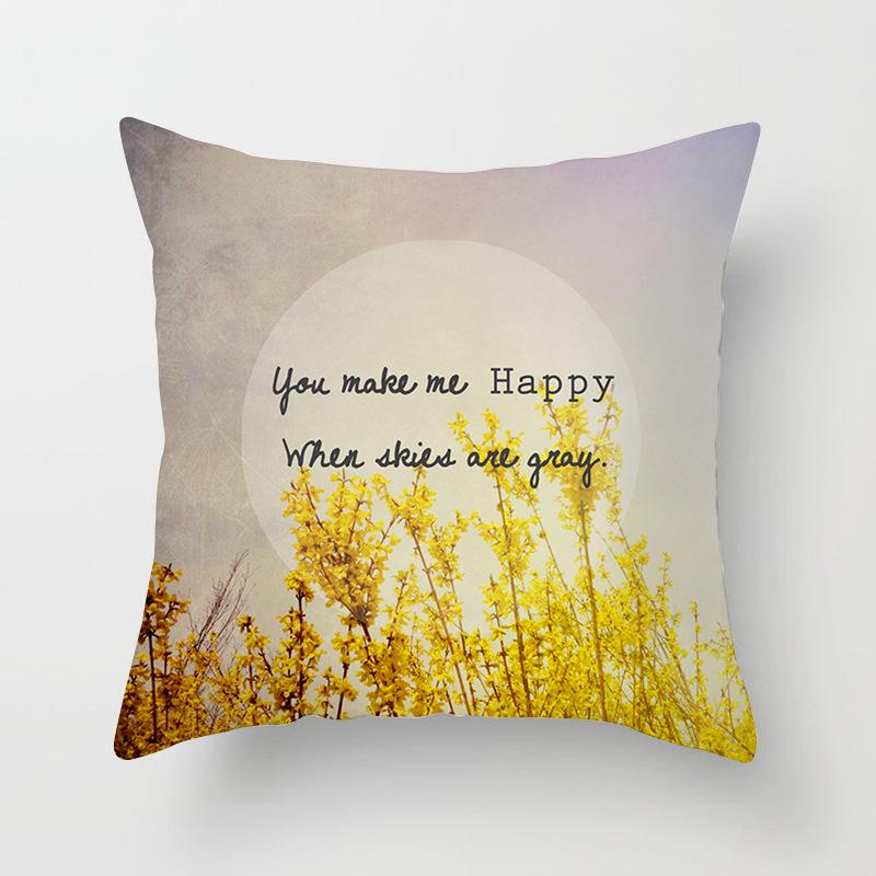 Ins Plant Flower Pillow Digital Printing Car Sofa Cushion Cover Shopee Home Soft Furnishings
