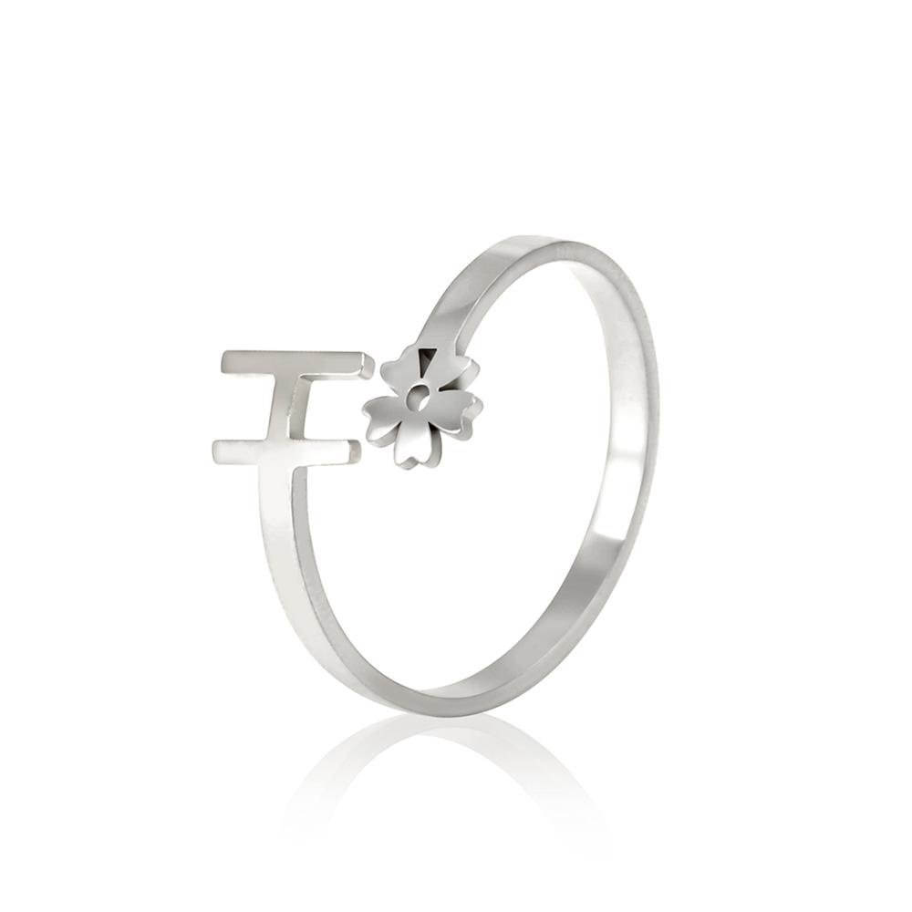 

Cazador A-Z Initial Letter Alphabet Women s Stainless Steel Rings Adjustable Daisy Flower Jewelry Open Finger Ring Birthday Gift Adjustable