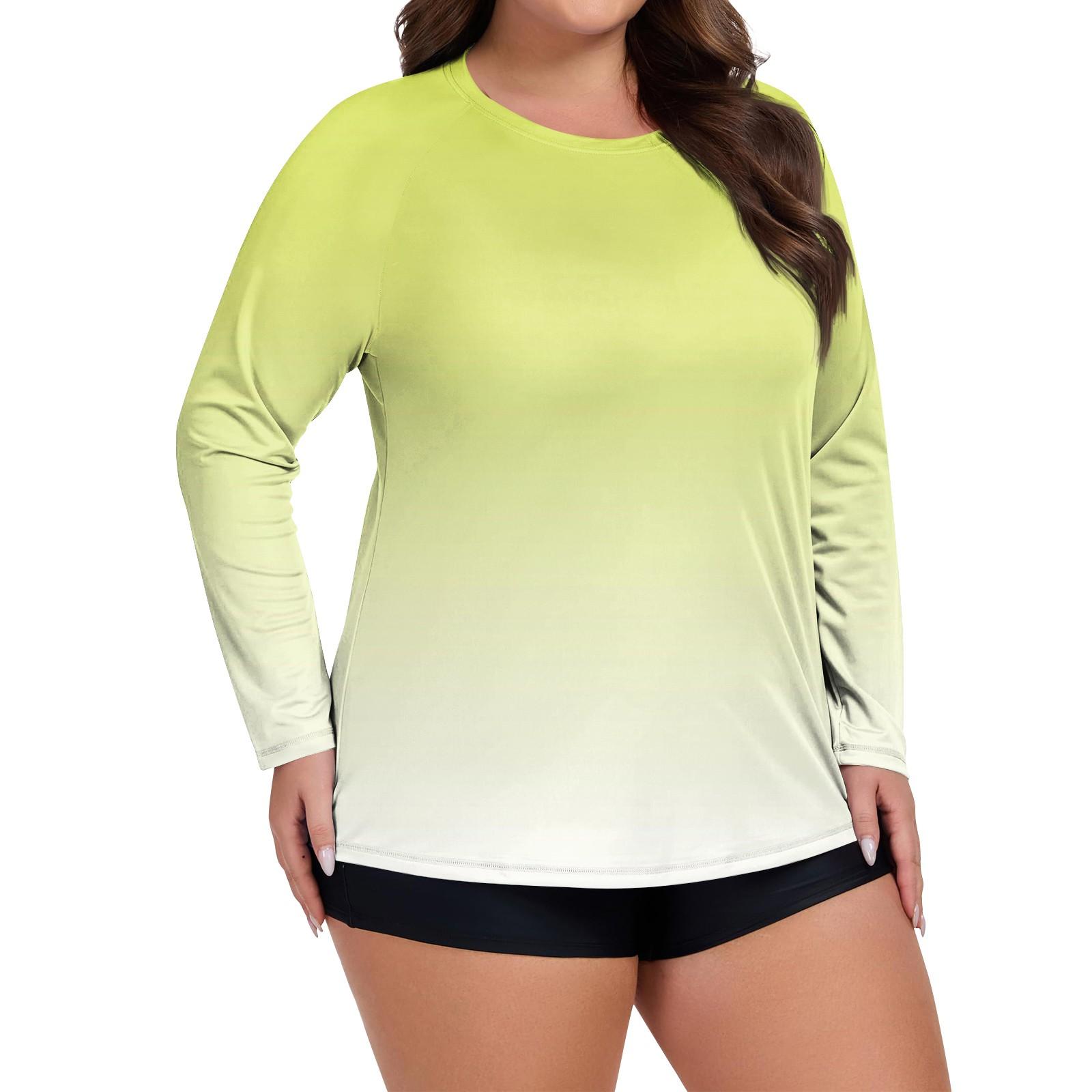 

Женский купальник с длинным рукавом большого размера с принтом, солнцезащитная куртка, быстросохнущий топ для хайкинга XXXXXL жёлтый