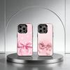 Pink Bows Phone Case For iPhone 17,16,15,14,13,12,11 Plus,Pro Max,XS,Colored Silver Plated Inside Cover