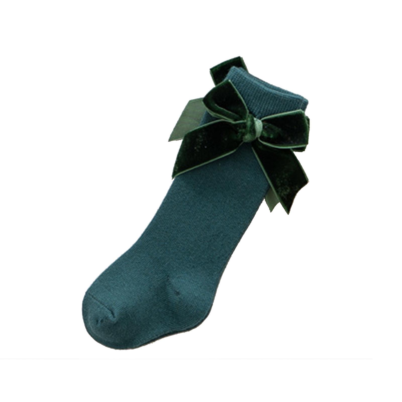 

Citgeett Solid Newborn Baby Girls Boys Knee High Stocking Classic Cotton Velvet Bow for Infants 0-3Y 18 to 36Month