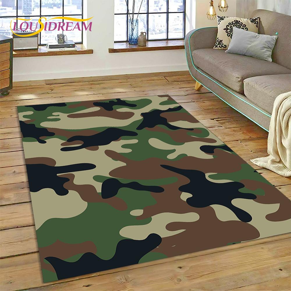 2025 Colorful Camo Green Camouflage Carpet Rug for Living Room Bedroom Home Sofa Decoration Play Area Rug Non-slip Floor Mat
