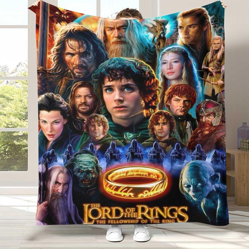 Retro L-Lord of The Rings H-Hobbit Flannel Blanket,Ultra Soft Warm Plush Throw for Home Bedroom Bed Sofa Cover Office Picnic
