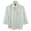 LANDS' END Striped Pattern 7 Minutes Sleeve Cotton Shirt 13AR Yellow Women Used