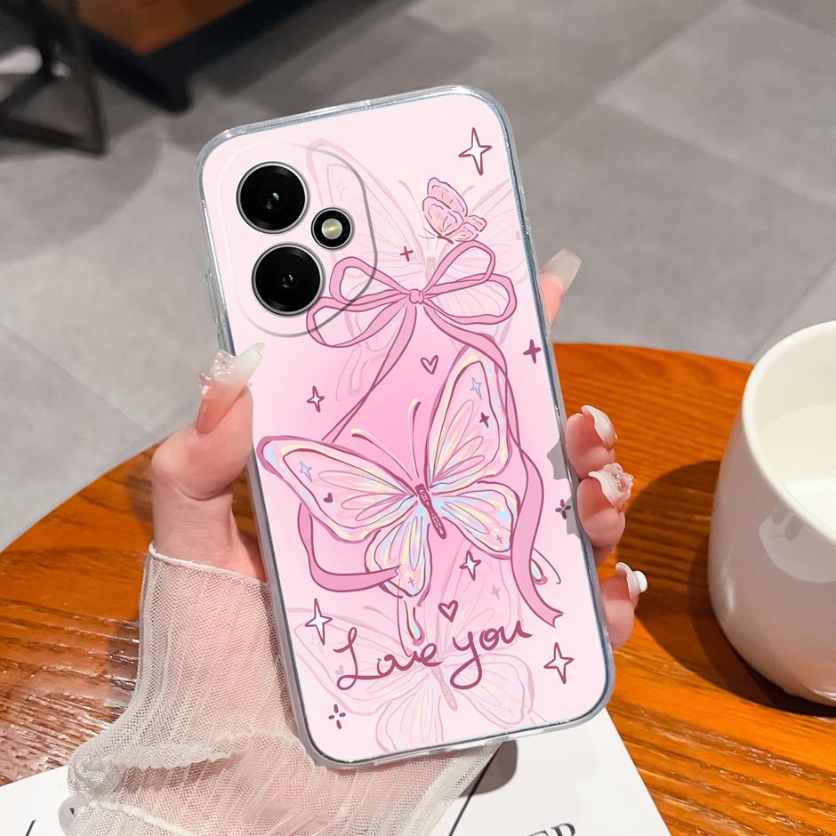 For Honor 400 Pro Lite 5G Case Pretty Flowers Transparent TPU Bumper Protective Cover For Honor400Pro Fundas Honor400Lite Coque