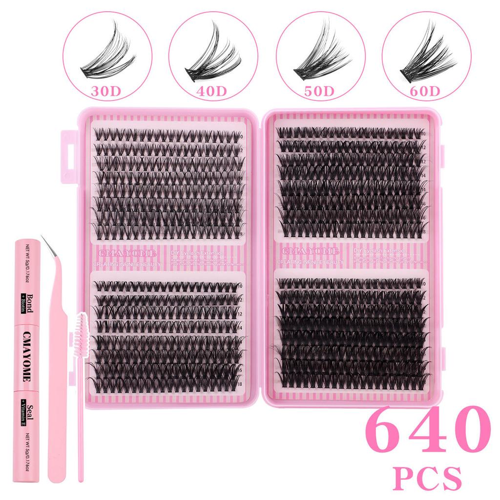 640 Tufts Of Natural Thick Single Tufts Of False Eyelashes Daily 10-18Mmdiy Segmented D Curl Hair