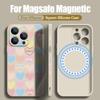 Magnetic For Magsafe Love Heart Case For iPhone 15 Pro Max 11 12 13 14 16 Pro Max 16E 17 Air Built-in Metal Plate Lanyard Cover