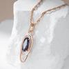 Trendy Gold Silver Color Double Geometric Oval Colorful Zircon Pendant Necklace for Women Light Luxury Jewelry