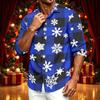 Men's Casual Long Sleeve Christmas Print Shirt for Spring and Fall
