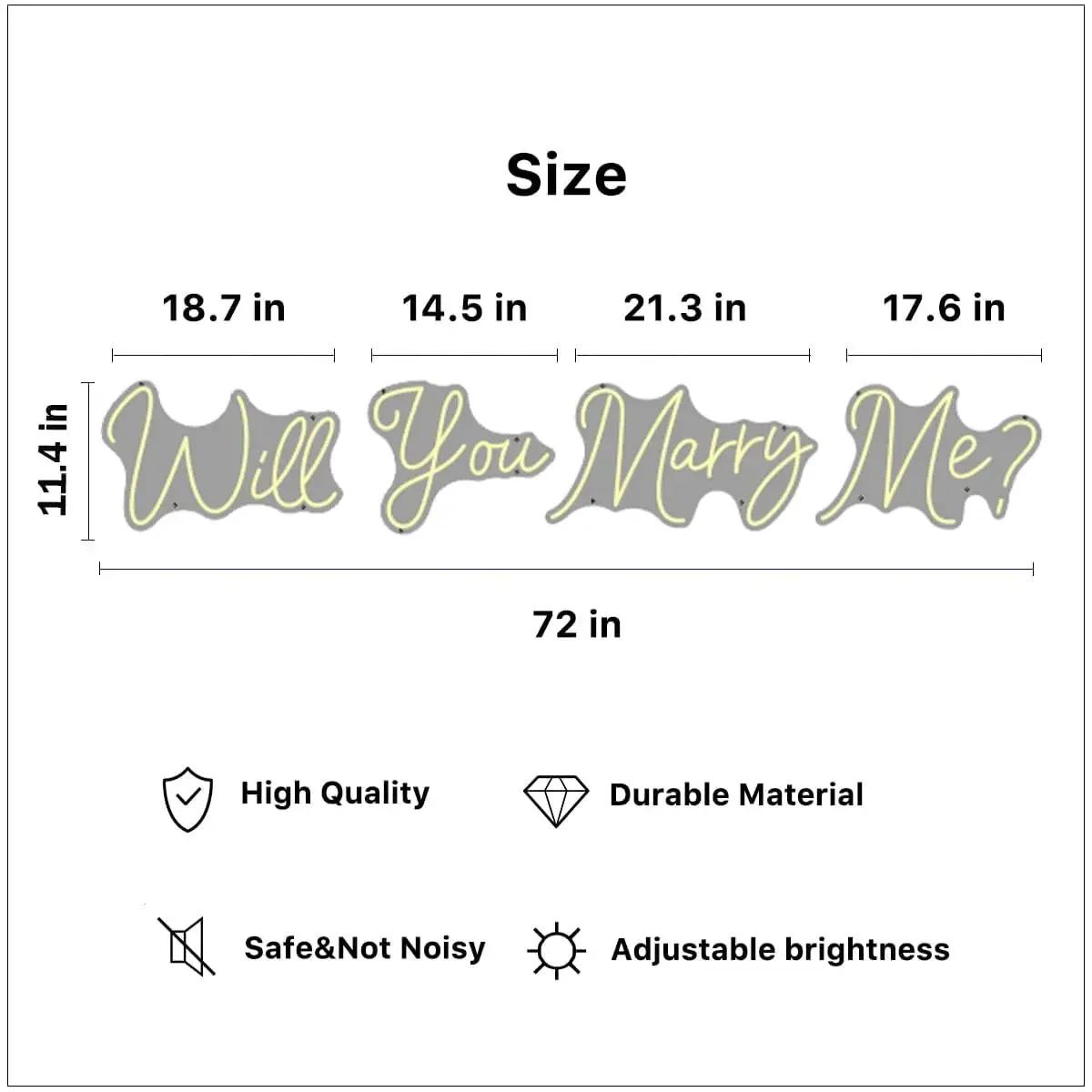 Ты выйдешь за меня Неоновые вывески Супербольшие для Декора Стен, Свадебные Светодиодные Неоновые Вывески для Предложения Свадебного Празднования Романтичные Ice Blue
