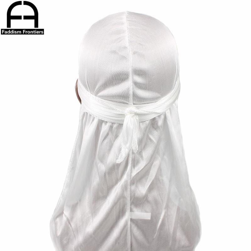 Unisex Women Men Silk Durag Turban Hat Wigs Biker Headwear Headband Hair Accessories Long Tail Straps Bandanas Silky Durags