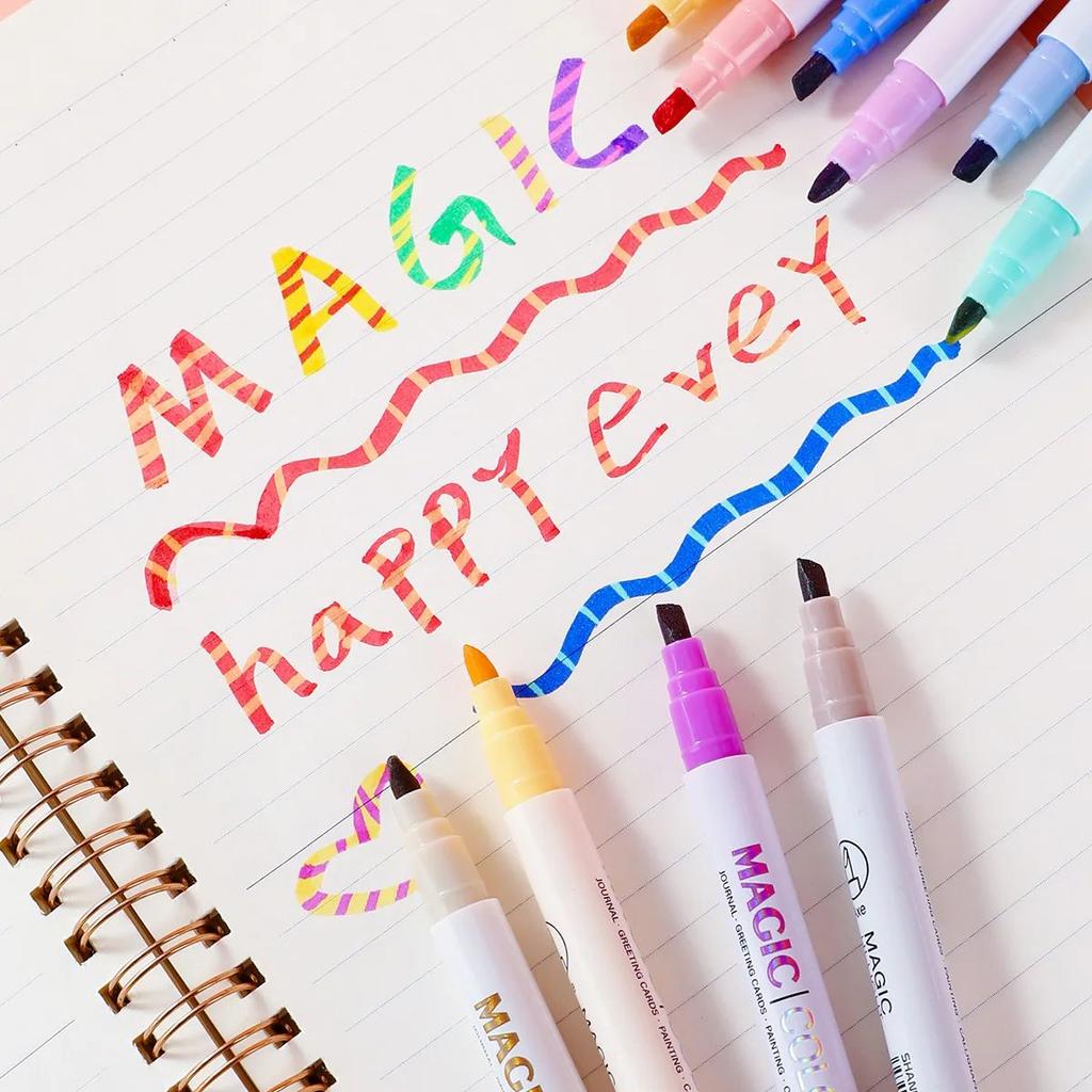 Double-ended Magic Color Changing Highlighter Pen Kit Student Diary Scrapbook Painting DIY Making School Office Stationery