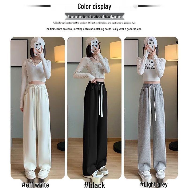 Women's High-Waist Loose Fit Straight Wide-Leg Casual Pants