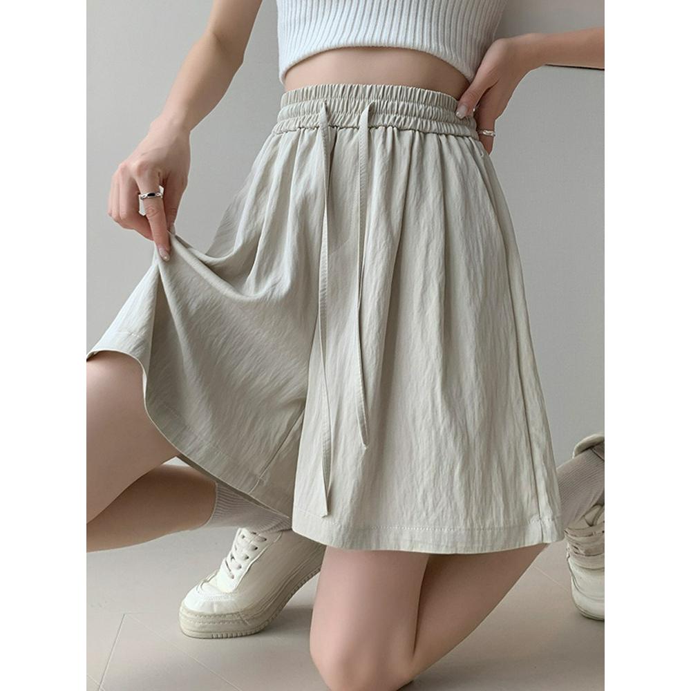 Ice Silk Shorts Girls Summer Thin Section Loose Drape Large Size Straight Cool Straight Simple Wide-leg Five-point Pants