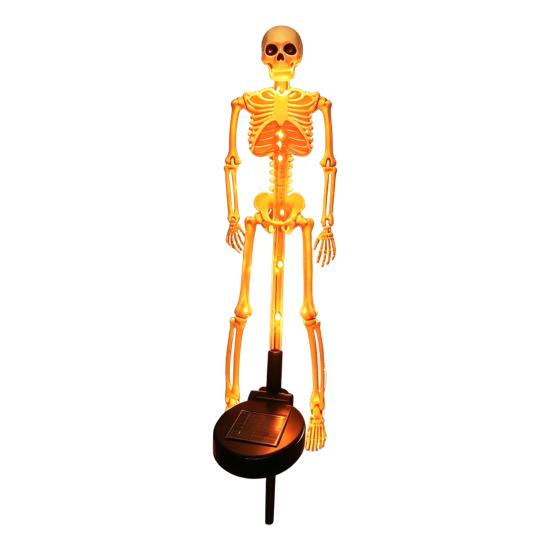 Automatic Dusk to Dawn Lamps Solar Skeleton Garden Stake Light, Halloween 3D Glowing Skull Yard Festive Outdoor Party Lighting Decor with LED,