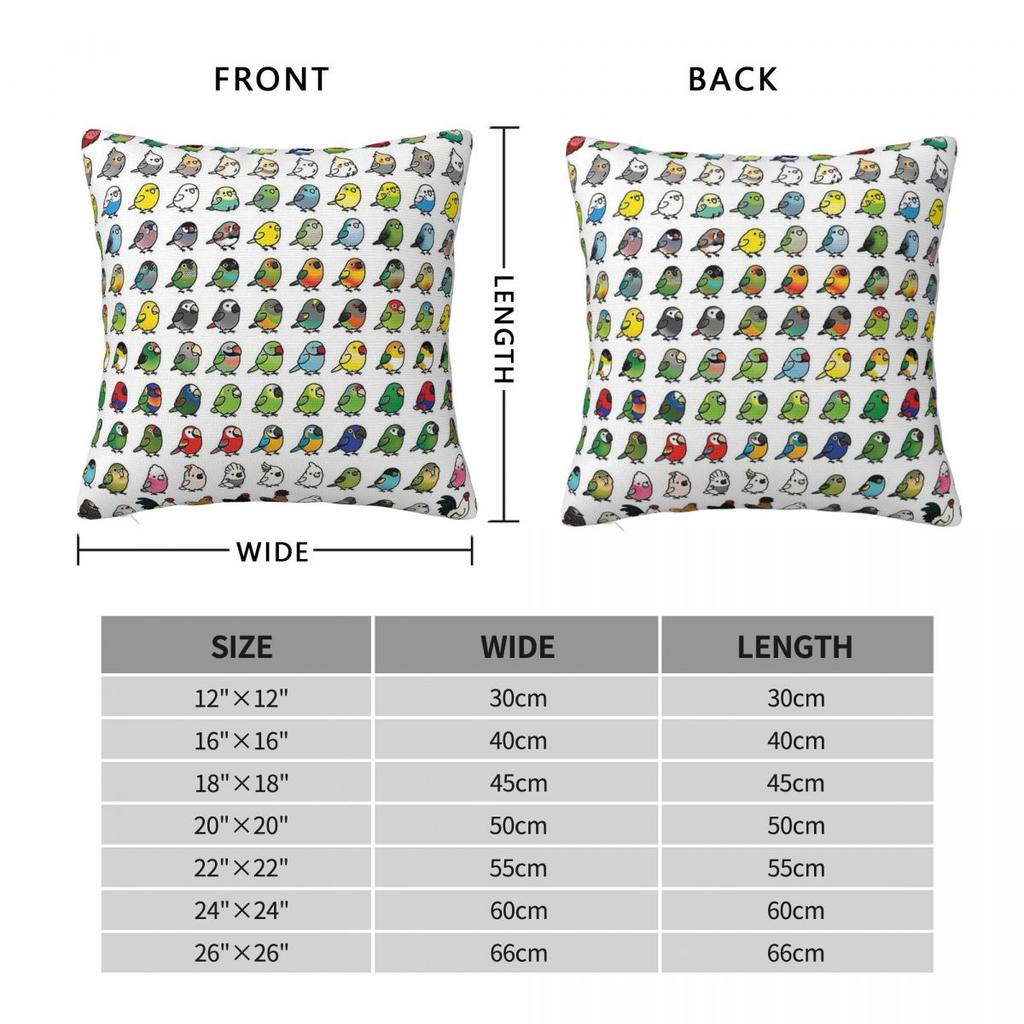 Parrots Macaw Everybirdy Collection Square Pillowcase Polyester Linen Velvet Pattern Decor Throw Pillow Case Home Cushion Cover