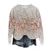 Women's Fashion Round Neck Pullover Top Long Sleeve Tee Printed Sweatshirt