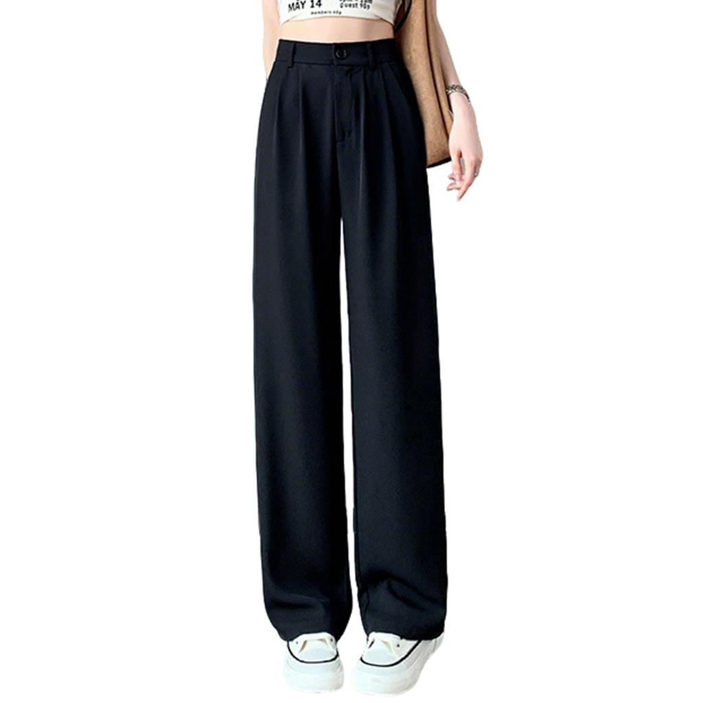 Solid Winter Women's Straight-Leg Slacks, High-Waisted Wide-Leg Pants, Color, Slimming, Flattering, Leg-Lengthening Effect, Stylish, Adult, Everyday,