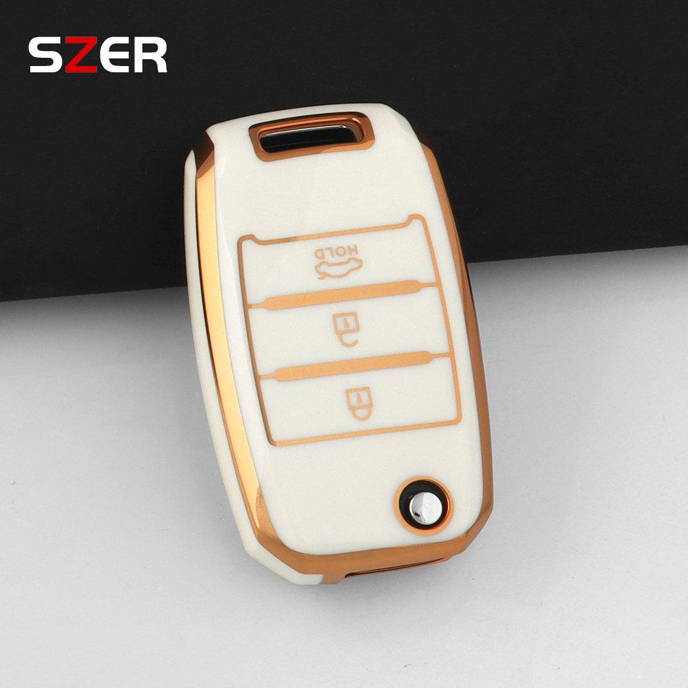New TPU Flip Car Remote Key Cover Shell For KIA Sid Rio Soul Sportage Ceed Sorento Cerato K2 K3 K4 K5 Case Protector Keychain