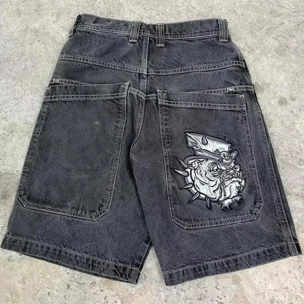 RogueWave Baggy Shorts Gothic American Pocket Druck Denim Gym Shorts 2000er Vintage Streetwear Hip Hop Basketballshorts