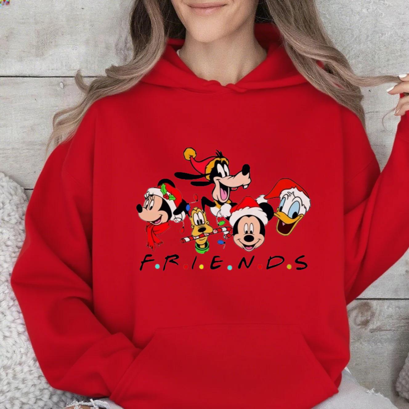 

Дисней Наряды для родителей и детей, Рождественская разноцветная толстовка с капюшоном Микки Мауса, Модный американский бренд, Повседневный свободный топ 3XL