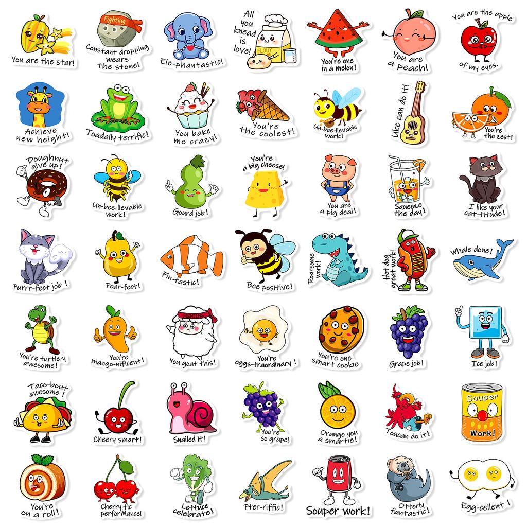 100 Children'S Educational Early Education Pun Stickers Fun Homophonic Stems Incentive Reward Stickers