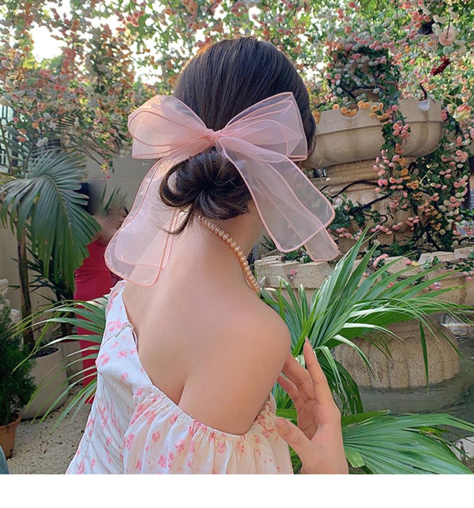 Large Mesh Bowknot Grip Clip Elegant Girl Hair Clip Female Ponytail Hairpins Braid Hair Claw Clip Hair Accessories Headdress