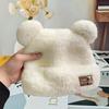 Elegant Little Bear Hat For Women Girls Thickening Casual Pullover Hat Embroidered Bear Coldproof Ear Protection Hat Gifts