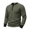 Chemise rayée à manches longues et demi-boutonnage pour homme