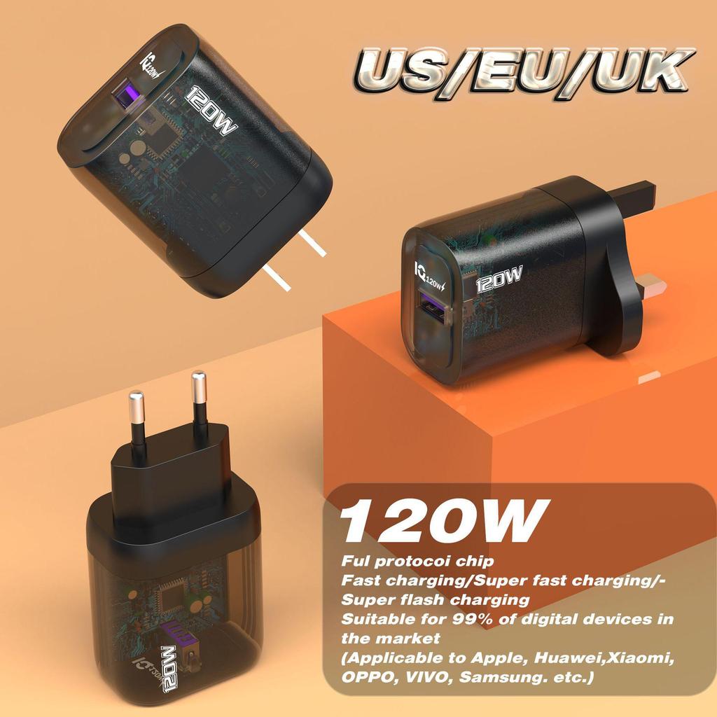 High-Power Multi-Port Universal PD Charger with US/EU Plug