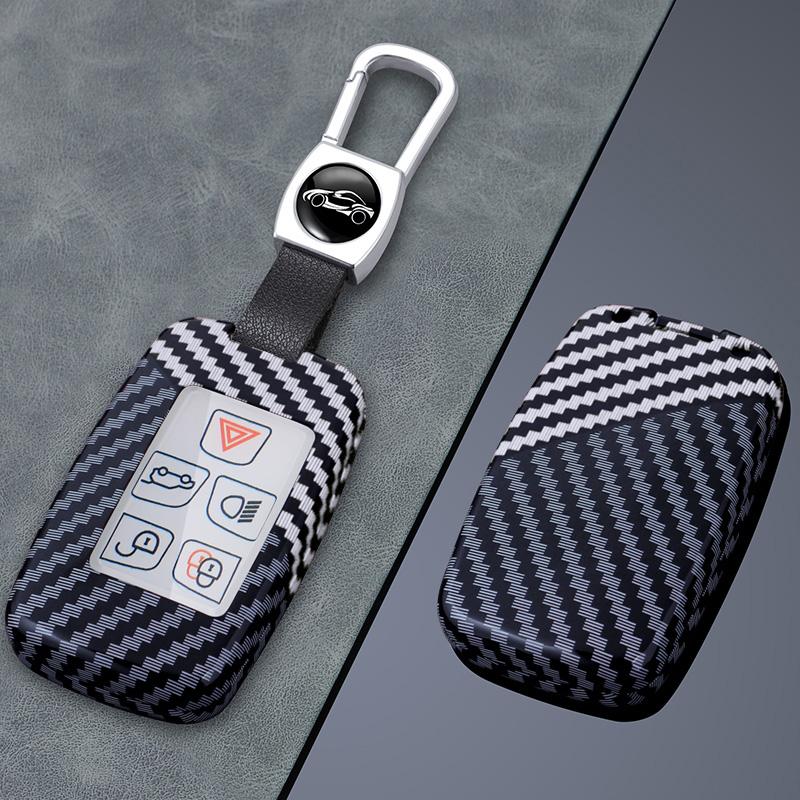 Carbon Fiber Car Key Case Cover Protect Shell Bag for LandRover Range Rover Sport Evoque Freelander Velar Discovery Jaguar XE XF
