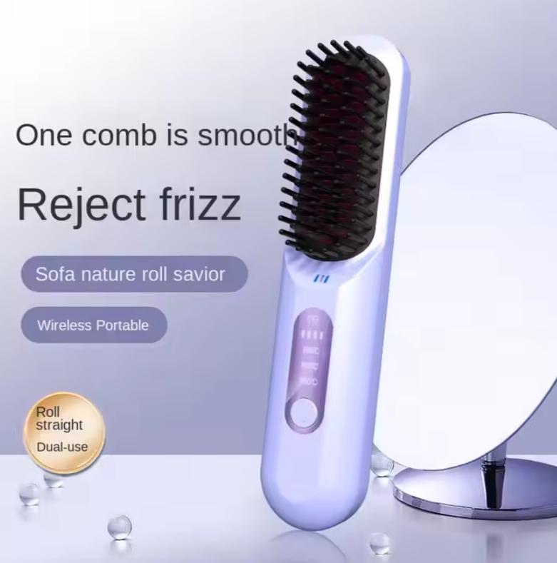 Portable LCD Displayed USB Charged Household Hair Styling Brush Travel-Friendly Cordless Hair Straightener Comb