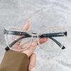 Men Women Cat Eye Reading Glasses Retro Large Frame Diamond Inlaid Presbyopia Glasses Oversized Anti-Blue Light Glasses