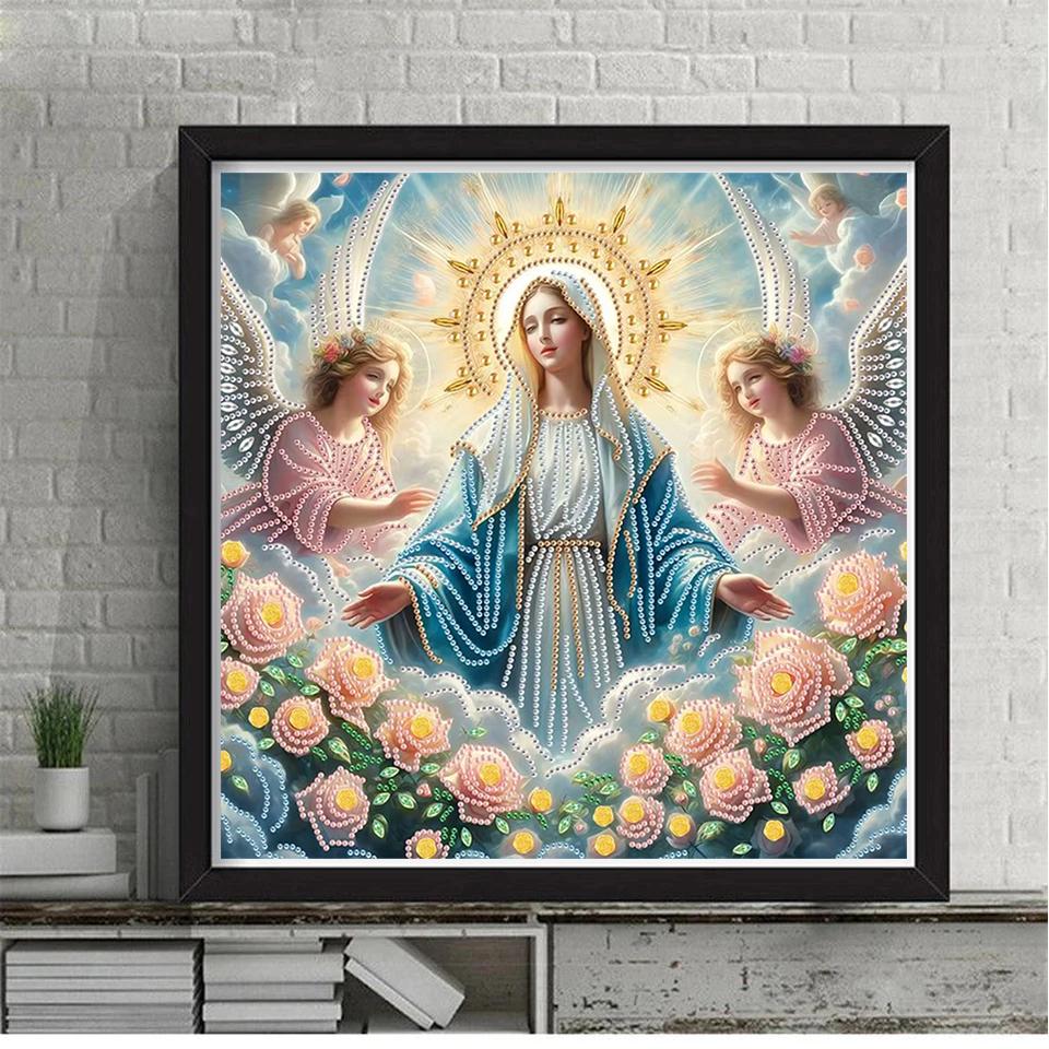 5DDIT Diamantmalerei Mosaik Jesus Jungfrau Maria Voll Quadratisch/Kreisförmig Stickerei Kreuzstich Religiöse Heimdekoration Geschenk
