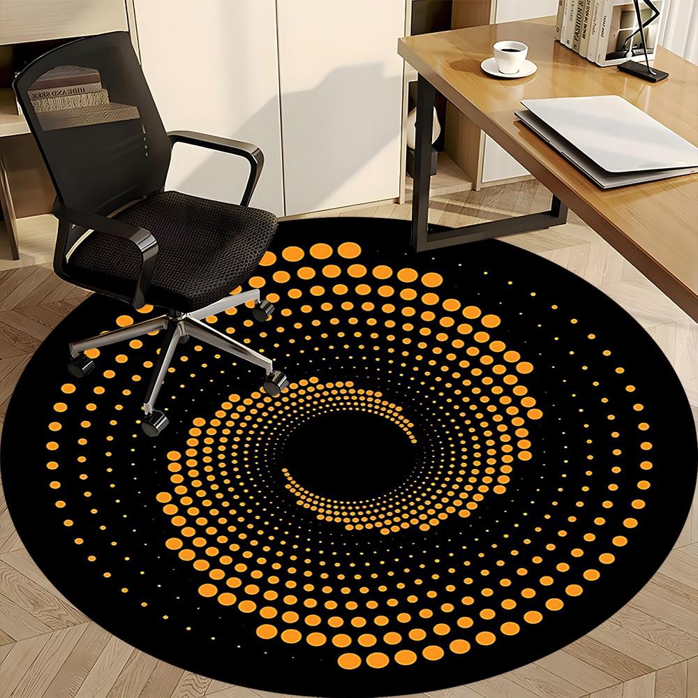 1pc Vortex Dots Office Round Area Rug, Indoor Mat Suitable For Office, Under Office Chairs Bedroom Living Room Home Decor, Room Deco