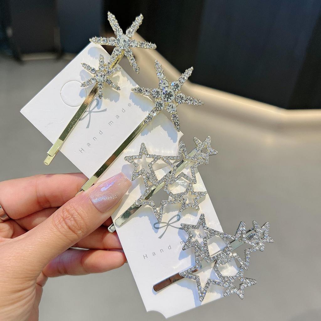Forest Style Rhinestone Star Hair Clip - Celebrity-Inspired Hair Accessory for Women